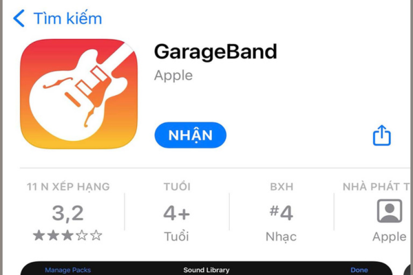 Mở App Store và tải ứng dụng GarageBand