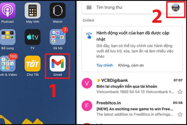 Thoát tài khoản qua ứng dụng Gmail