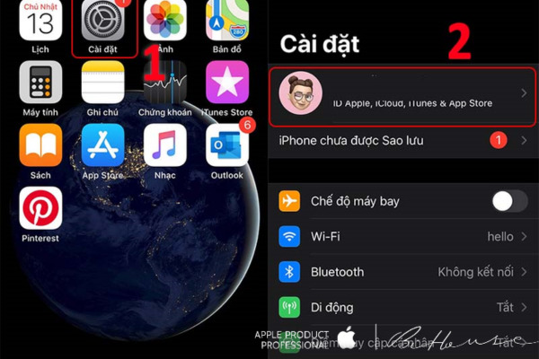 Bấm chọn vào ID Apple