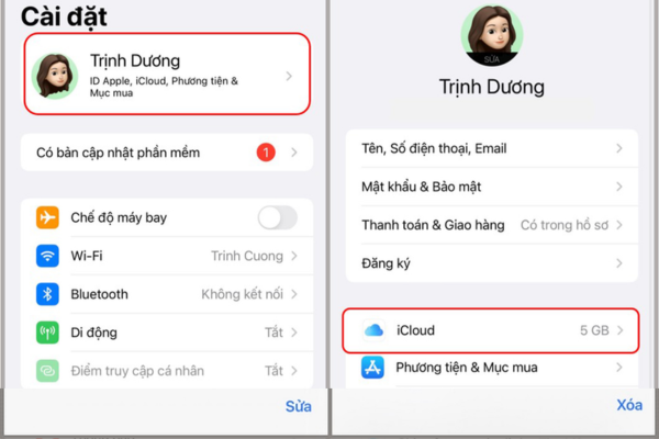 Truy cập vào “Thông tin cá nhân” và chọn “iCloud”