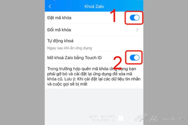 Chọn mở khóa bằng Touch ID