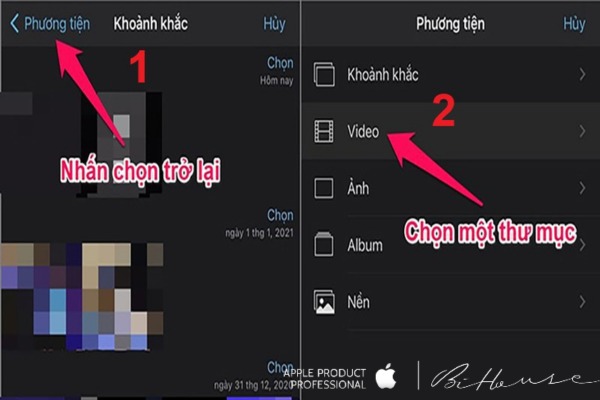 Chọn tính năng Video