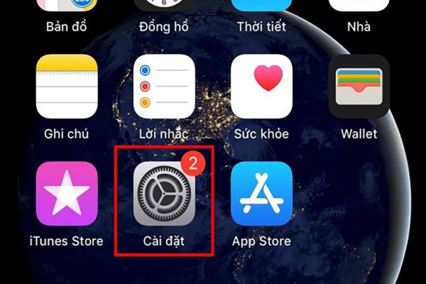 Mở phần cài đặt trên iphone