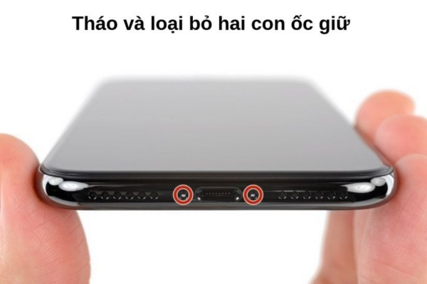 Tháo và loại bỏ hai con ốc giữa 