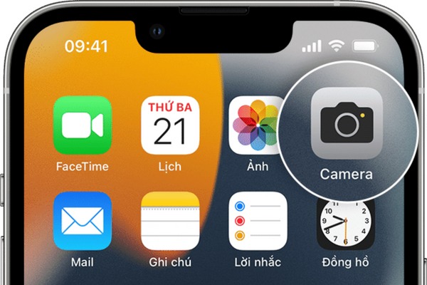 Truy cập ứng dụng Camera trên iphone