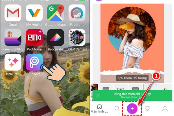 Vào ứng dụng PicsArt