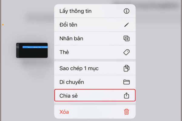 Giữ vào bản nhạc vừa lưu, sau đó chọn