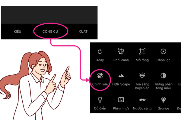 Tìm và chọn công cụ có tên là
