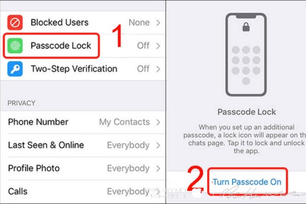 Nhấn Turn Passcode On