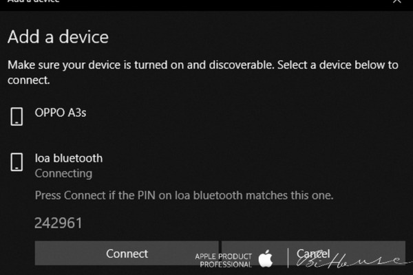 Hãy chú ý nhập đúng mã pin để kết nối bluetooth